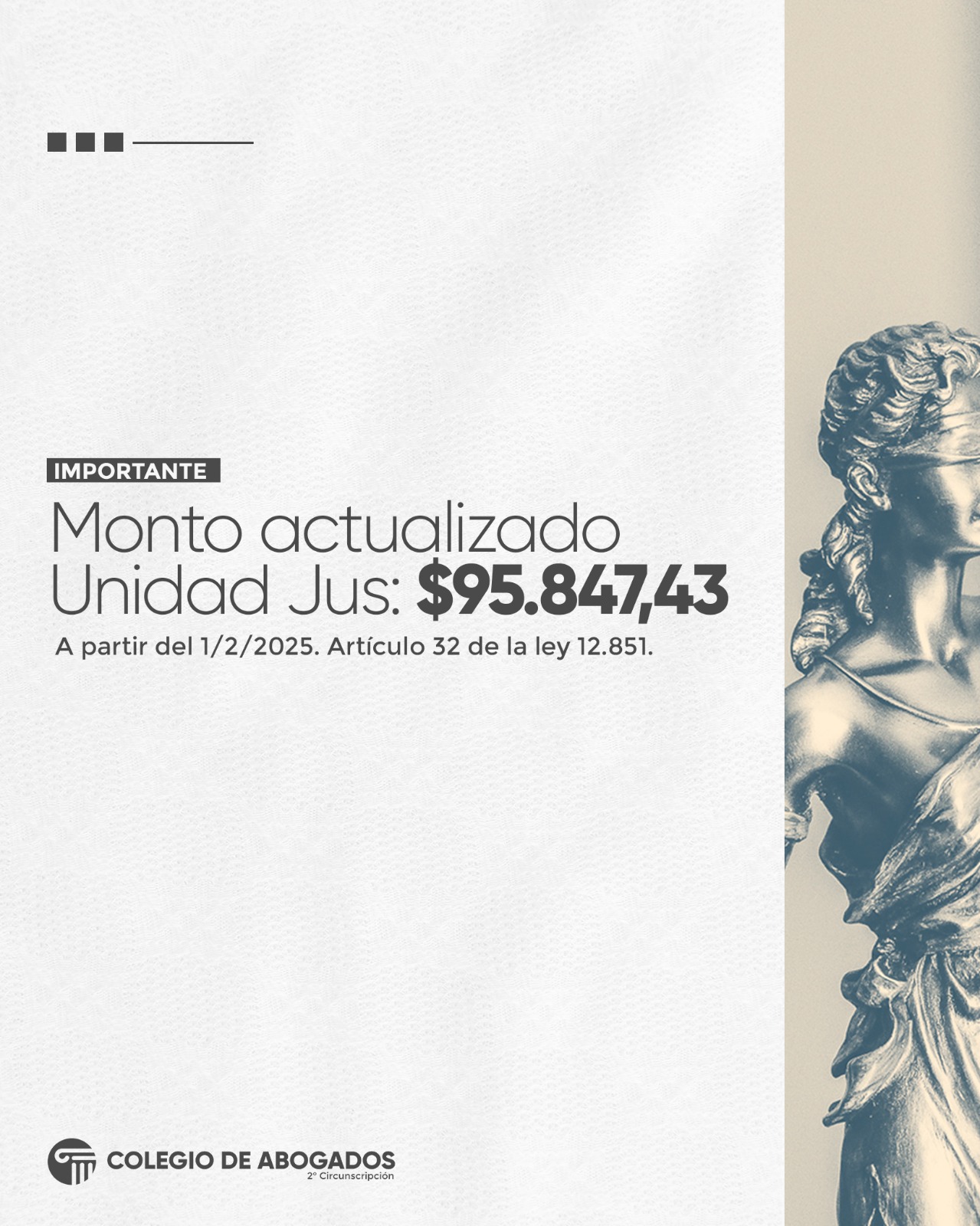Aumento de la Unidad Jus - Abril 2025